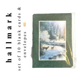 🏷️ Hallmark deer & snow mountain landscape set of 10 blank cards & envelopes
